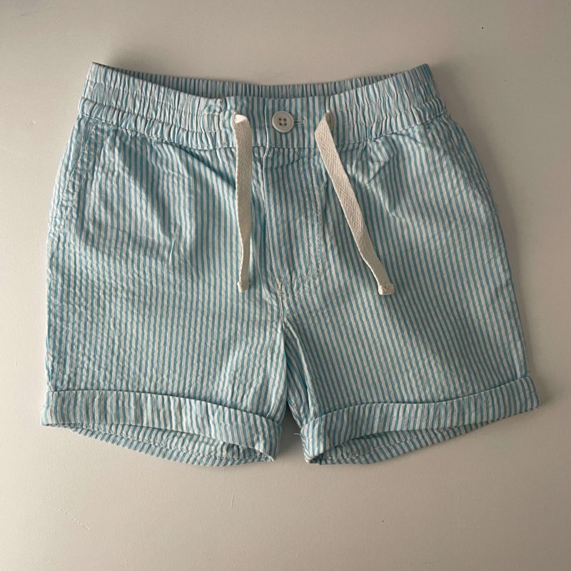 Short met knoopje blauw/wit 'streepjes'